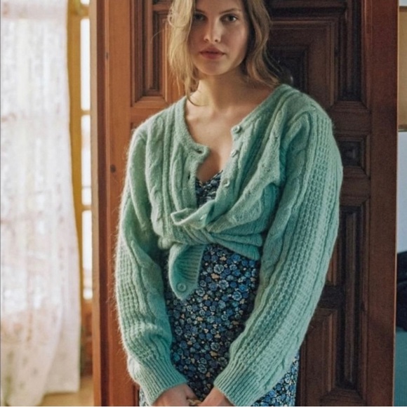 Rouje Sweaters - Rouje Azia Cardigan Sweater Button Up Mohair Blend Soft Mint Green size Medium